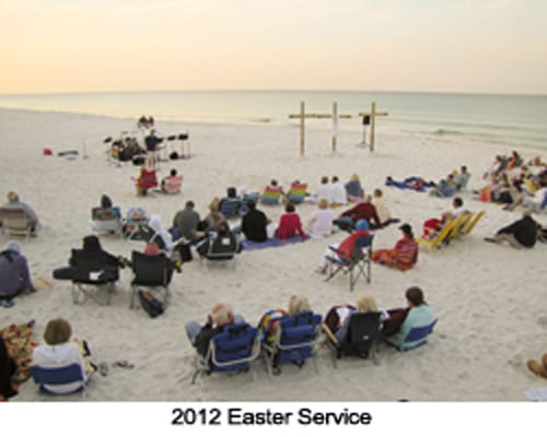 Easter Mass on the Beach at Hope On The Beach Church in Santa Rosa Beach, FL.