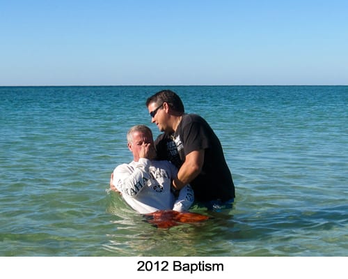 Baptism at Hope On The Beach Church in Santa Rosa Beach, FL.